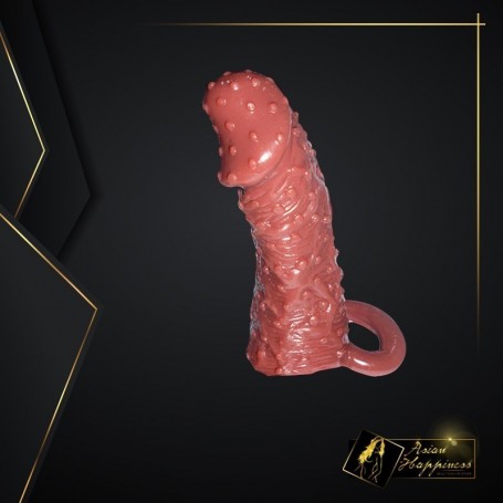 Solid Head Reusable Penis Extension Sleeve chocolate PES-026
