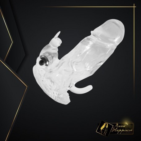 Triple Pleasure Vibrating Rabbit Penis Sleeve PES-028